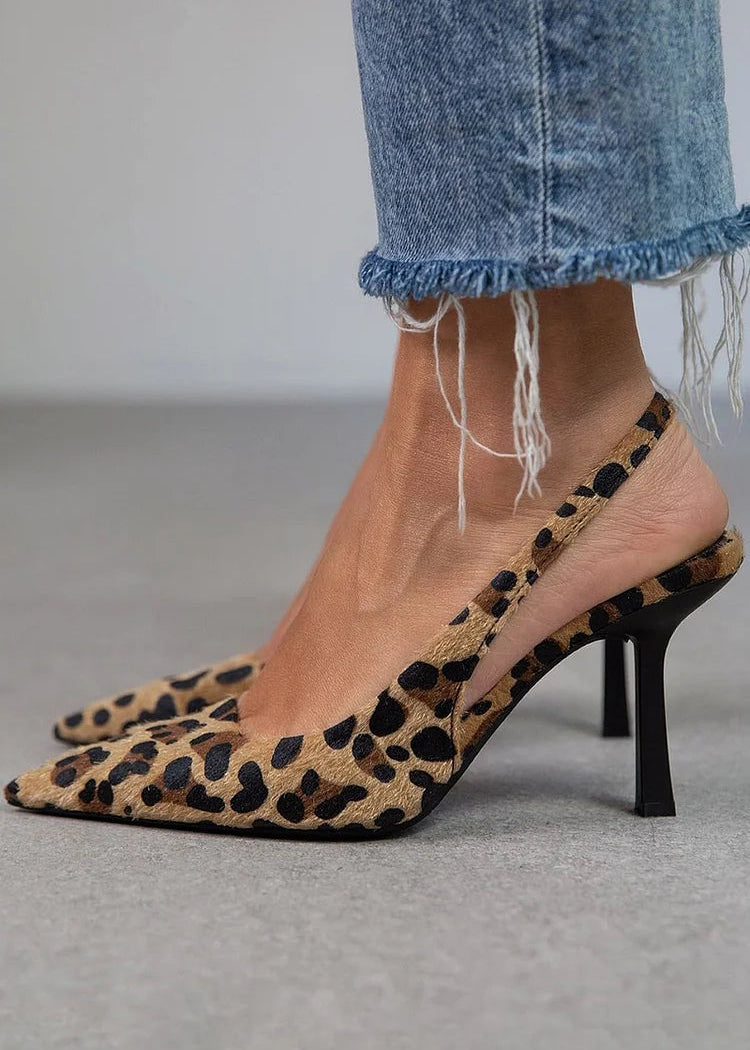 Otília – leopárdmintás slingback körömcipő