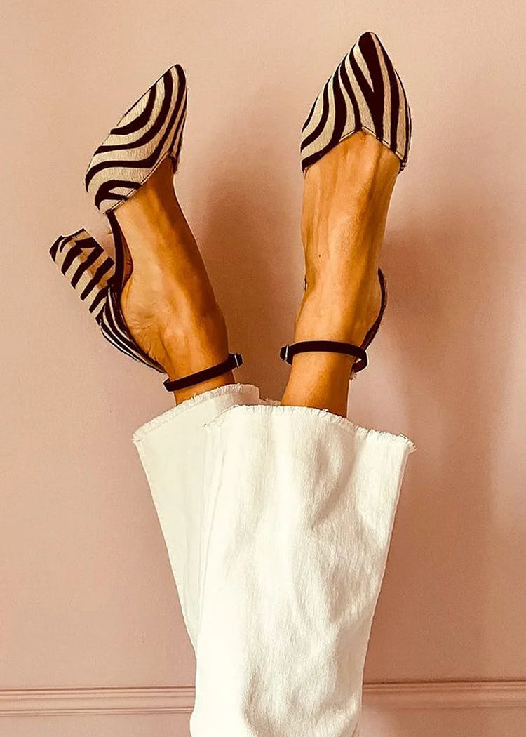 Lina – zebramintás hegyes orrú slingback