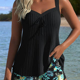 Flóra – trópusi tankini sortnadrággal