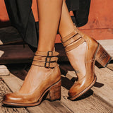 Nóra – bőr blokksarkú pumps bokapánttal
