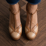 Natália – bőr T-pántos platform pumps