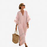 Katalin – púderrózsaszín strandkaftán