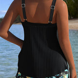 Flóra – trópusi tankini sortnadrággal