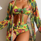 Nikolett – trópusi mintás bikini tunikával