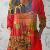Mónika - Absztrakt patchwork blúz