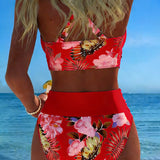 Sarolta – kontrasztos virágmintás bikini