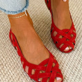 Virág – fonott peep-toe lapos szandál