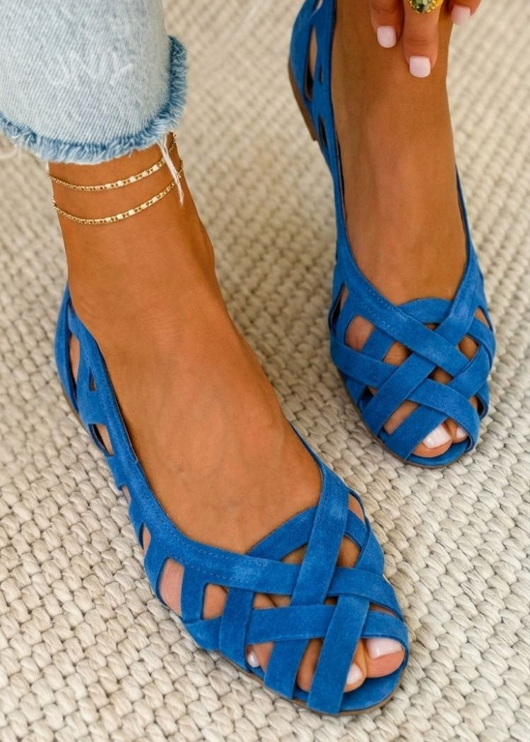 Virág – fonott peep-toe lapos szandál