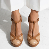 Natália – bőr T-pántos platform pumps
