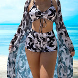 Dalma – mintás háromrészes bikini szett