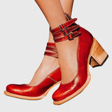 Nóra – bőr blokksarkú pumps bokapánttal