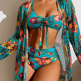 Nikolett – trópusi mintás bikini tunikával