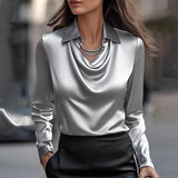 Borbála - Luxus selyem blúz lágy dekorral