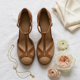 Natália – bőr T-pántos platform pumps