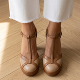 Natália – bőr T-pántos platform pumps