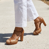 Natália – bőr T-pántos platform pumps