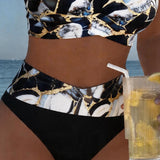 Fanni - Márványmintás kivágott bikini
