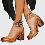 Nóra – bőr blokksarkú pumps bokapánttal
