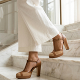 Natália – bőr T-pántos platform pumps