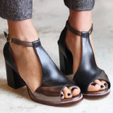 Kira – bőr peep-toe blokksarkú szandál