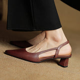 Margit - Bőr Slingback Magassarkú