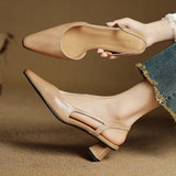 Margit - Bőr Slingback Magassarkú