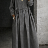 Klára – kerek galléros hosszú farmer ruha