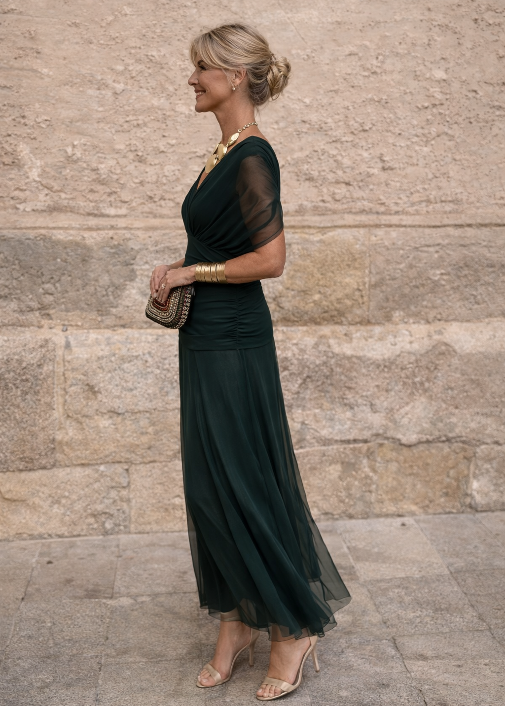 Mariann – drapált sifon estélyi maxiruha