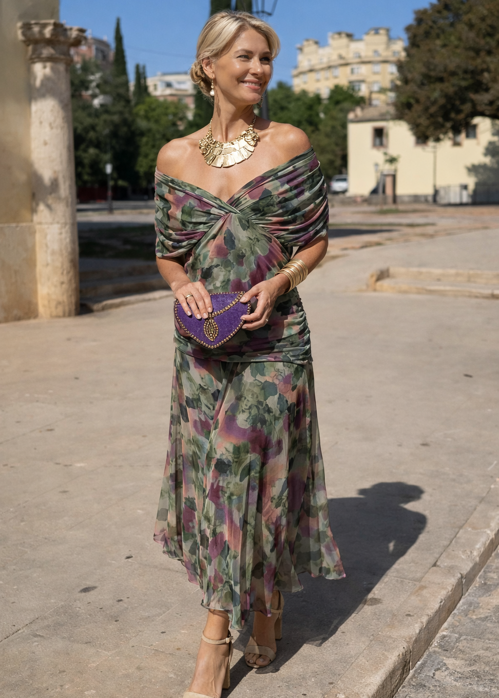 Mariann – drapált sifon estélyi maxiruha
