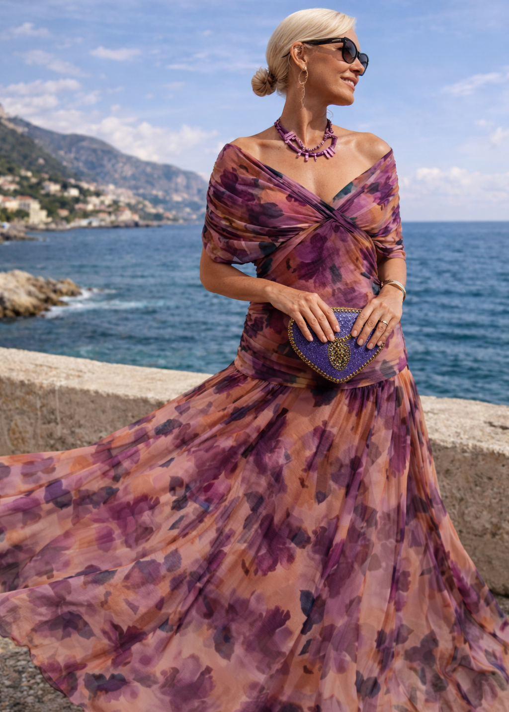 Mariann – drapált sifon estélyi maxiruha