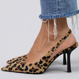 Otília – leopárdmintás slingback körömcipő
