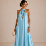 Ágnes - Ráncolt halter midi ruha