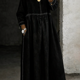 Melinda – kerek nyakú hosszú farmer ruha
