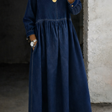 Melinda – kerek nyakú hosszú farmer ruha