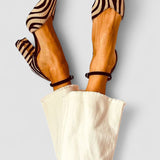 Ibolya - Közepes sarkú szandál zebra mintával