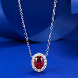 Ezüstszínű rubin és moissanite nyaklánc