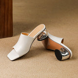 Molli - Curve Bőr Mules Sarok