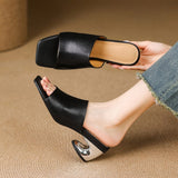 Molli - Curve Bőr Mules Sarok