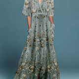 Judit - Elegáns virágmintás maxi ruha