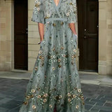 Judit - Elegáns virágmintás maxi ruha