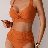 Lilla – ráncolt magas derekú bikini