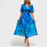 Ilona - Elegáns virágmintás midi ruha