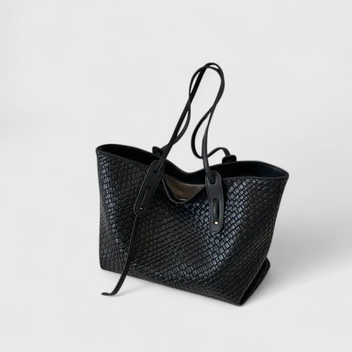 Szilvia – fonott bőr shopper táska