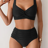 Lilla – ráncolt magas derekú bikini