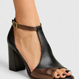 Kira – bőr peep-toe blokksarkú szandál