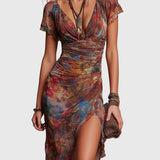 Andrea – boho midi ruha ráncolt részletekkel