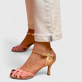 Diána – fonott peep-toe blokksarkú szandál