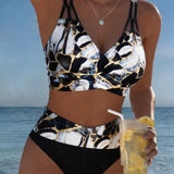 Fanni - Márványmintás kivágott bikini