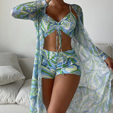 Dalma – mintás háromrészes bikini szett