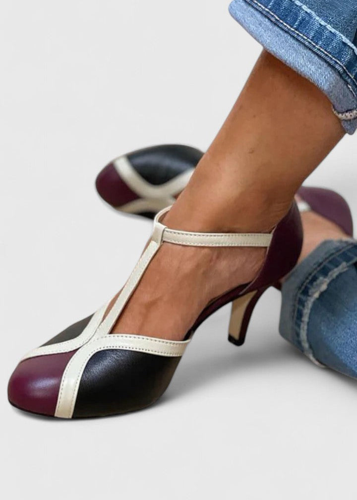 Tímea – színblokkos T-pántos pumps